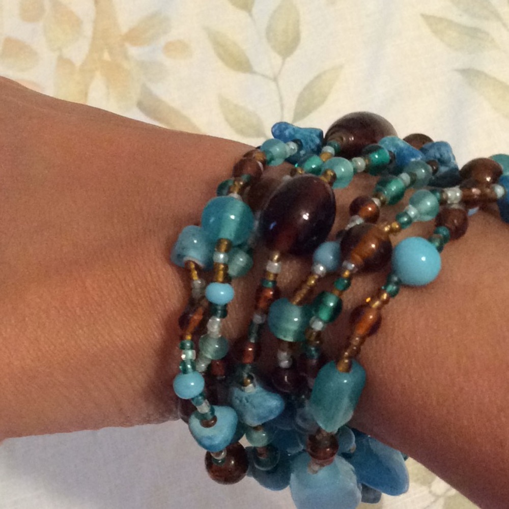 Blue and Brown bead necklace or bracelet
